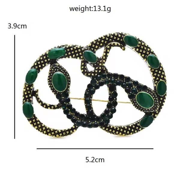 Serpenti Green Elegant Gold Brooch - Picture 4 of 4